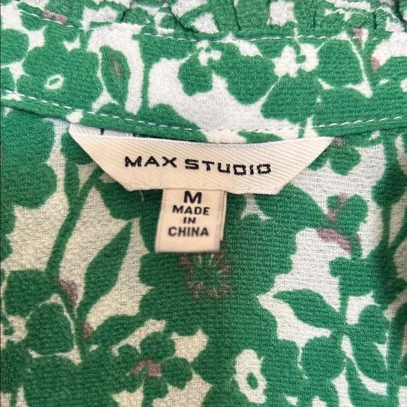 Max Studio Green and White Floral Tiered Midi Dress - Picture 2 of 8